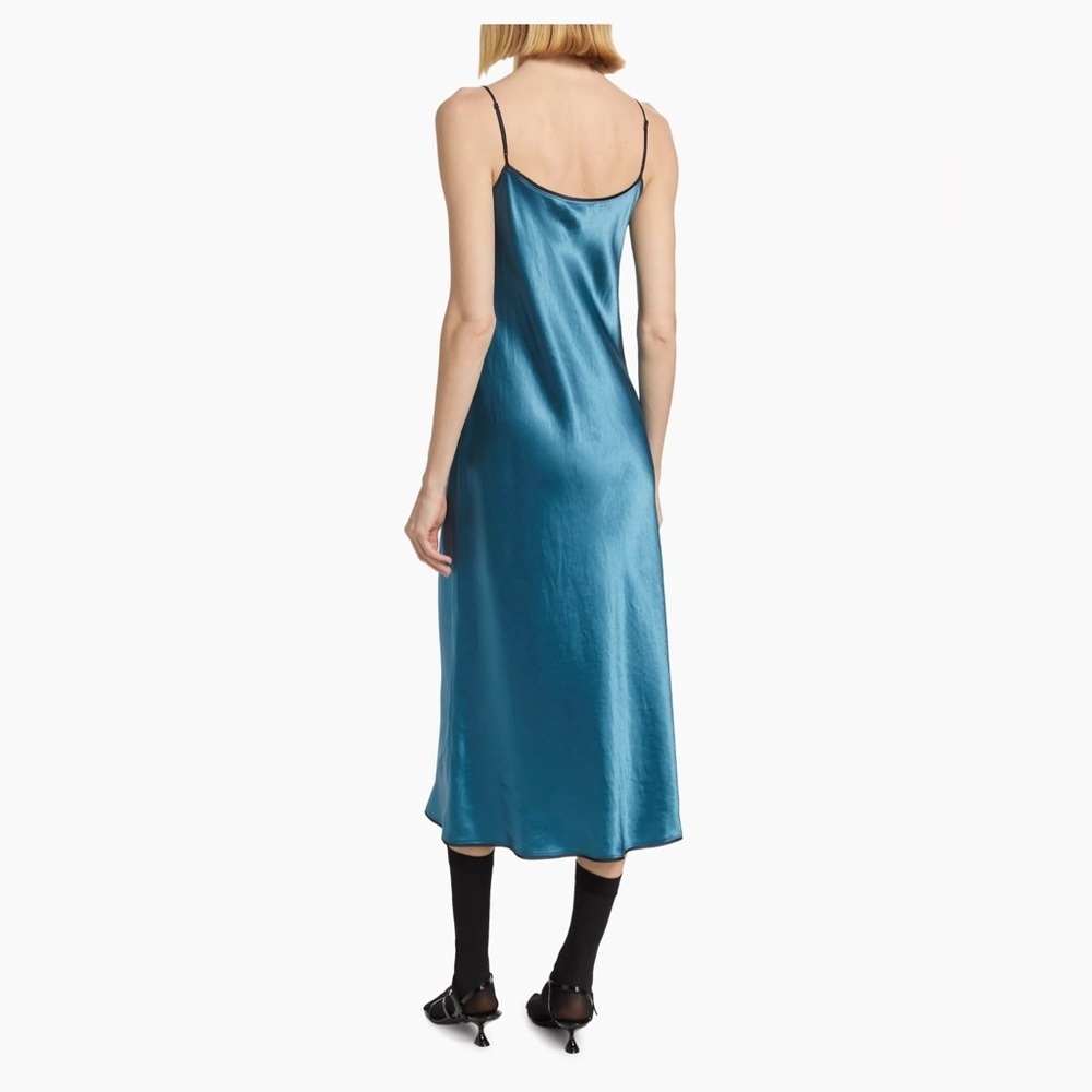 NEW Vince Satin Slip Midi Dress Lake Blue Size Small Metallic NWT - Picture 3 of 8